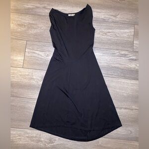 EUC Like New Una Pluma Black Organic Cotton Boatneck Sleeveless Open Back Midi
